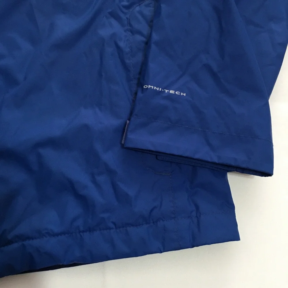 Columbia Rain Jacket Kids Large Blue Omni-Tech Hooded Waterproof Lined
